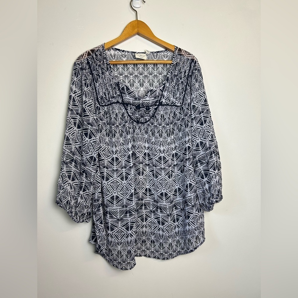 St John’s Bay Plus Size 3X Shiffon sheer Top Blouse Lightweight Comfortable summ
